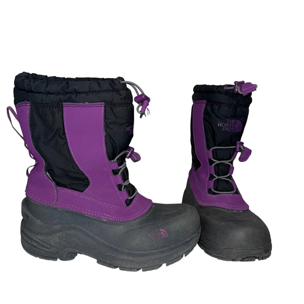 The North Face Alpenglow Snow Boots Girls Size‎ 4 Purple Black EUC Insulated
